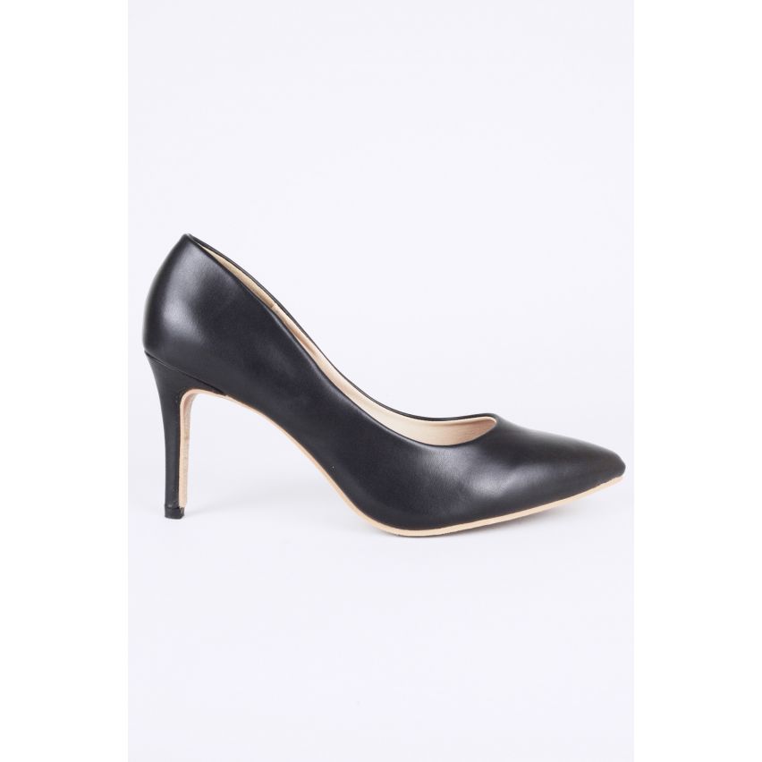 LMS schwarz Faux Leder Pumps mit Mitte Ferse