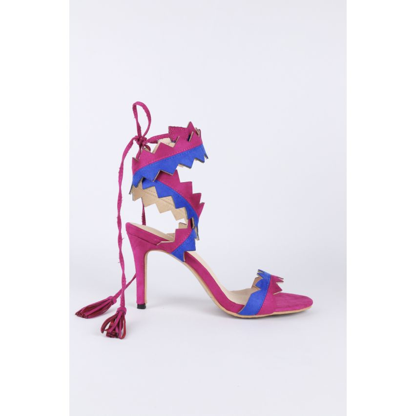 LMS-umlaufende Zick-Zack-Heel-Sandalen In Pink & Blau