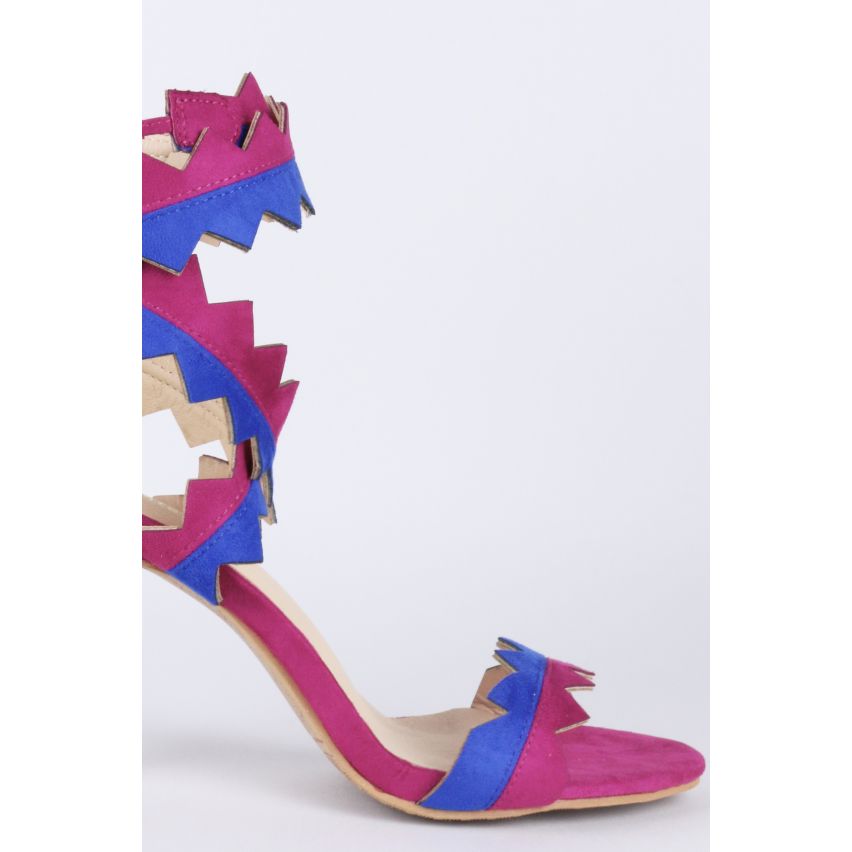 LMS-umlaufende Zick-Zack-Heel-Sandalen In Pink & Blau