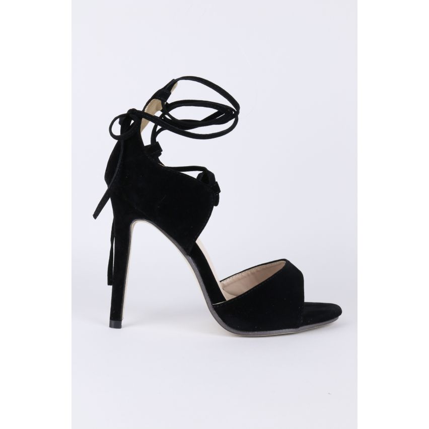 Lovemystyle Wildleder Knöchel spitzen Absätzen Sandalen In schwarz