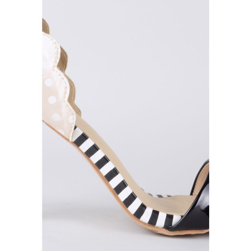 LMS Monochrome Streifen und rosa Polka Dot Muster Heels