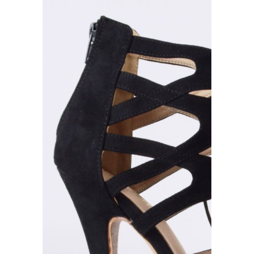 LMS zwart suedine puntige teen Lace Up hoge hak