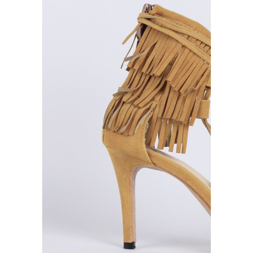 LMS Suede enkel Lace hakken met rand terug In bruin