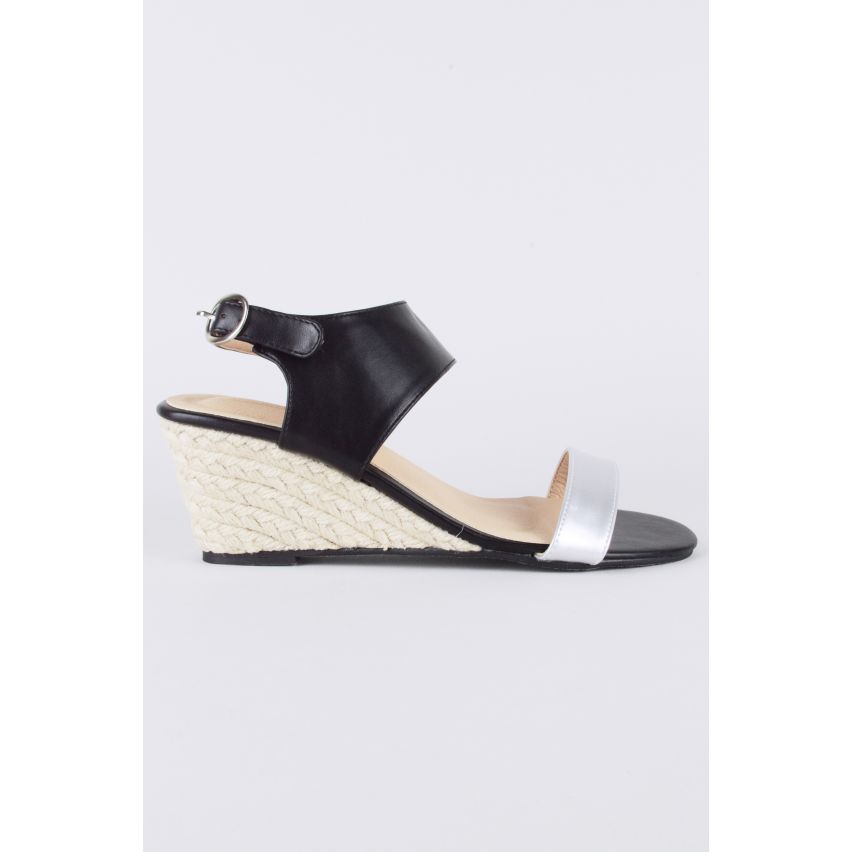 Lovemystyle schwarz und Silber gewebt Plattform Keile
