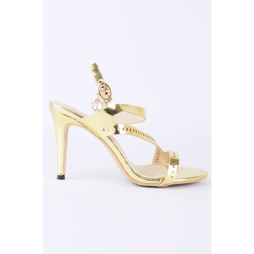 Lovemystyle Gold Heel Sandalen mit gelochten Riemen