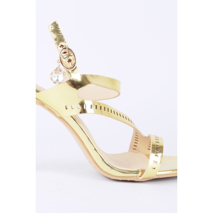 Lovemystyle Gold Heel Sandalen mit gelochten Riemen