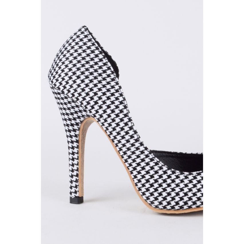 LMS noir & blanc Vichy fait Escarpin avec talon haut