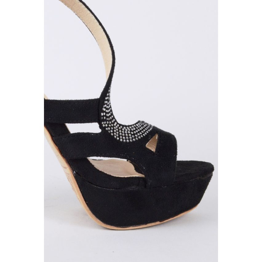 LMS-Plateau-Heels mit Diamante verziert-Armband In schwarz
