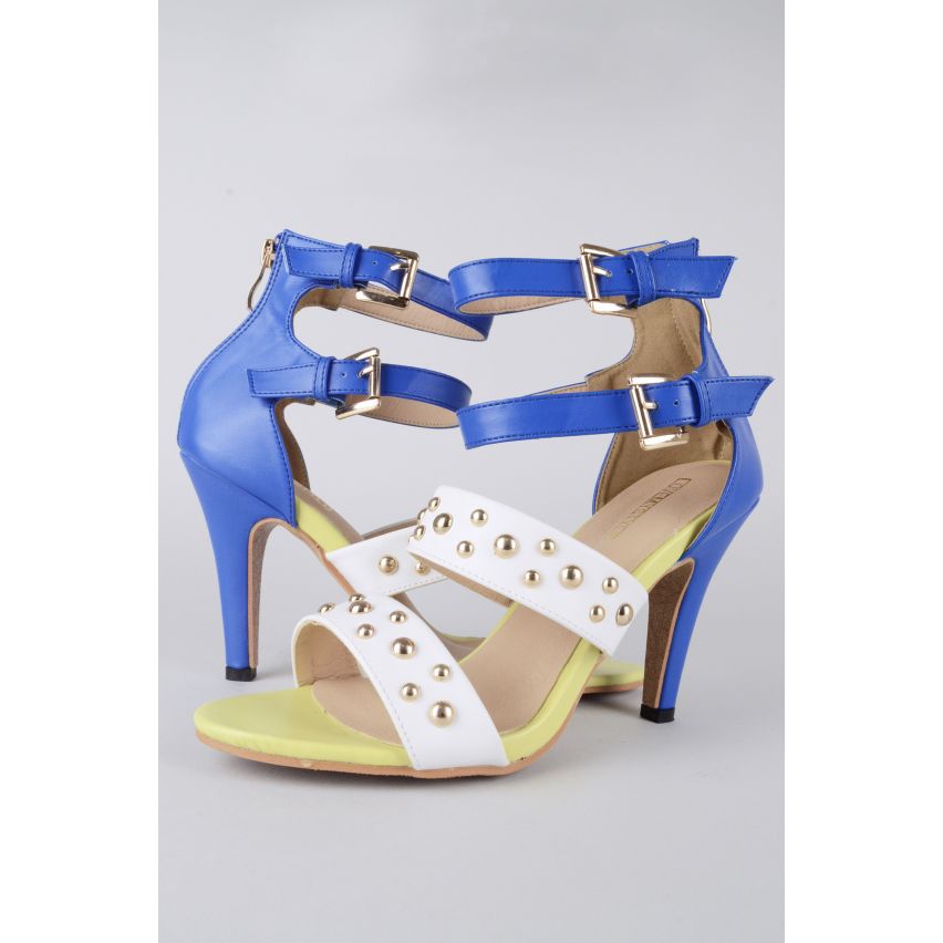 Lovemystyle blauw en wit bezaaid hoge hakken