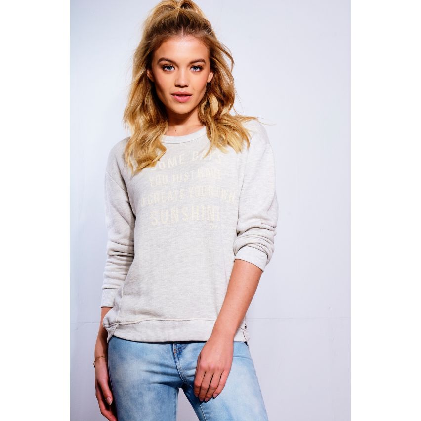 SHN Grey Sweatshirt With Slogan Front