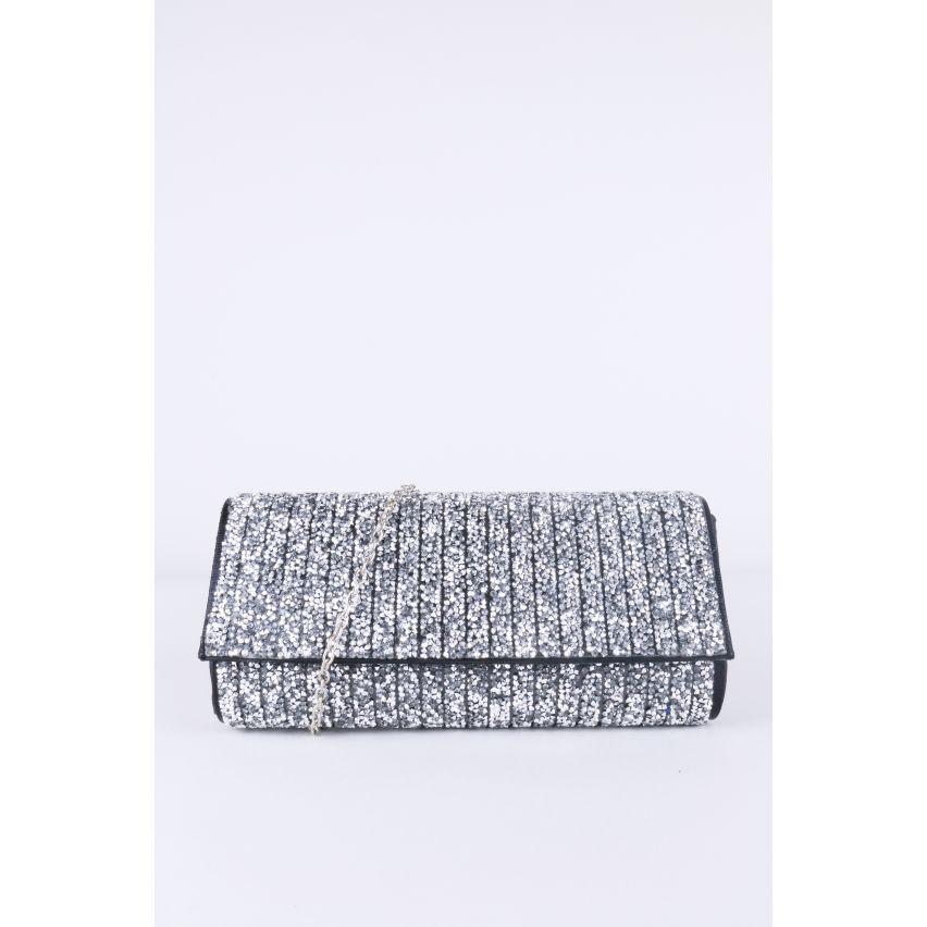 Lovemystyle Schwarz Glitter Seitentasche mit Silber Metallband