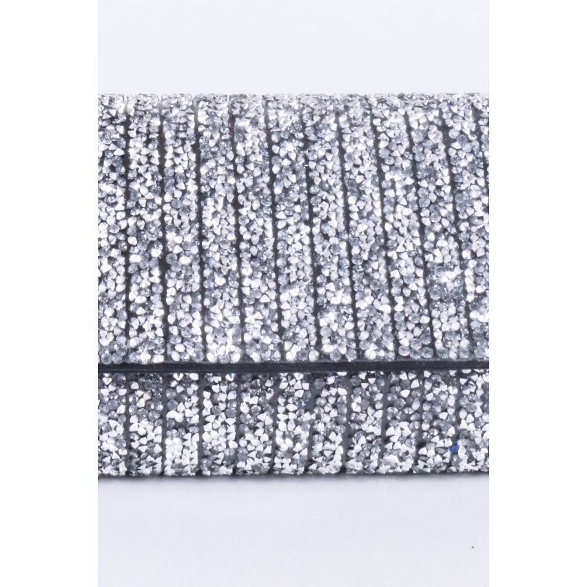 Lovemystyle Schwarz Glitter Seitentasche mit Silber Metallband