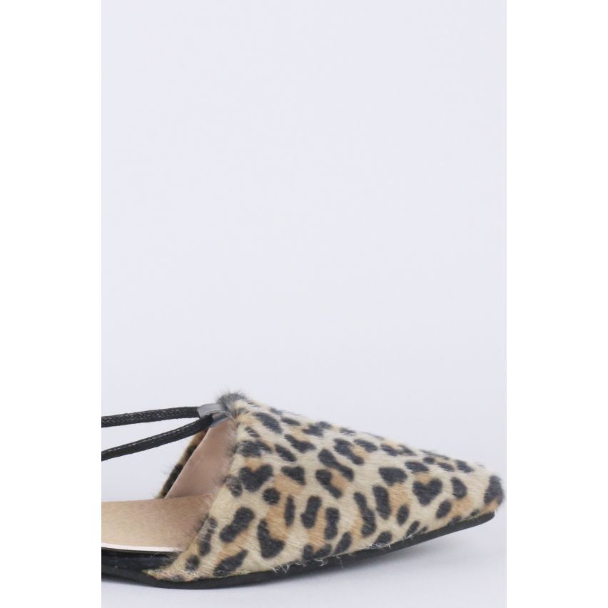 LMS Leopard lacez vers le haut de la chaussure plate pointu de jambe