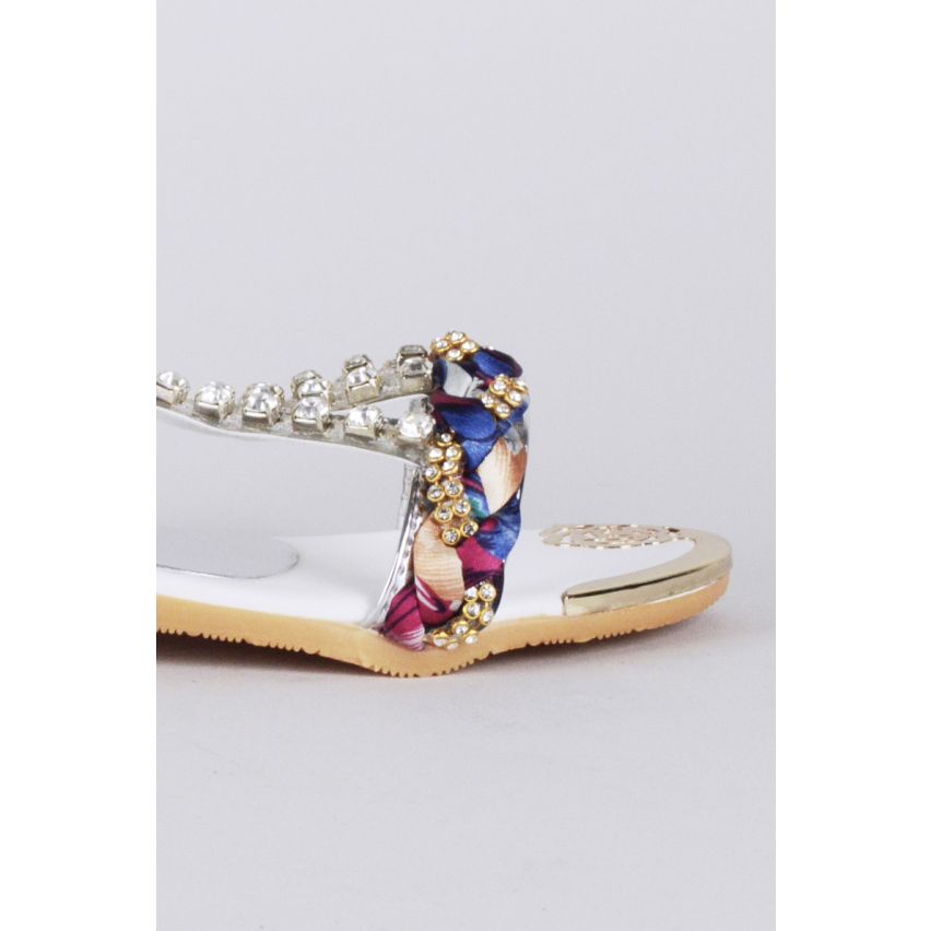 Sandale argent Mini Wedge LMS avec détail de Diamante
