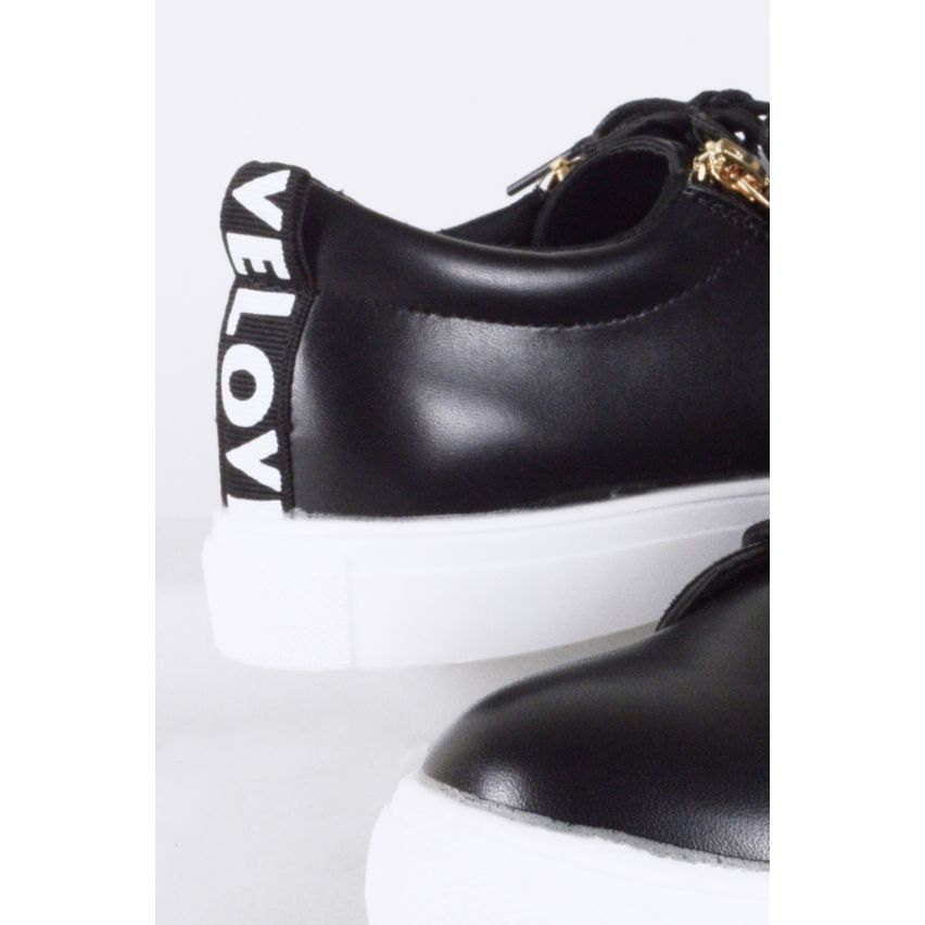 LMS Black Lace Up Trainer met gouden Zip en 'LOVE' Detail