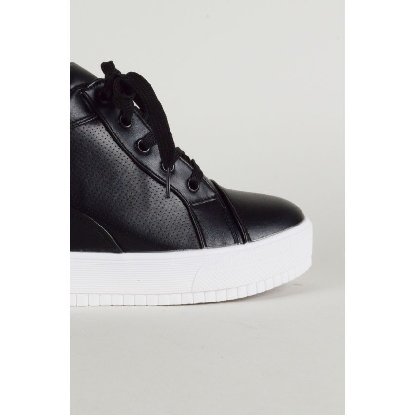 Lovemystyle High Top Black Trainer With White Sole