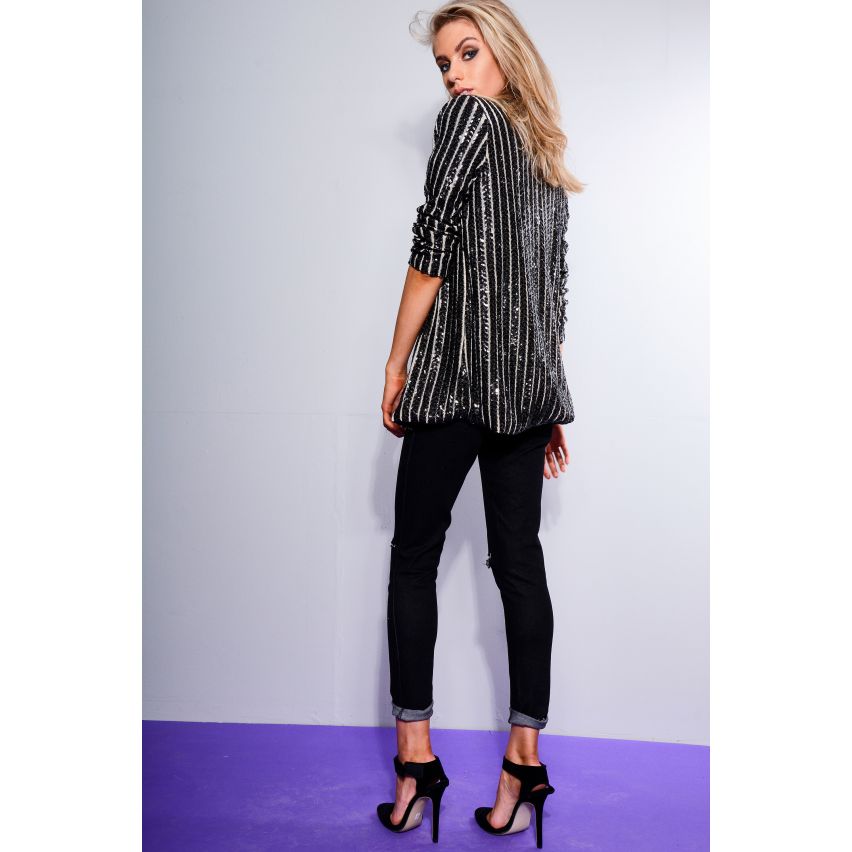 WYLDR bianco e nero striscia Sequin Blazer