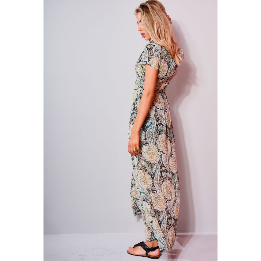 WYLDR Paisley gedruckt V Neck-Maxi-Kleid mit vorderen Split