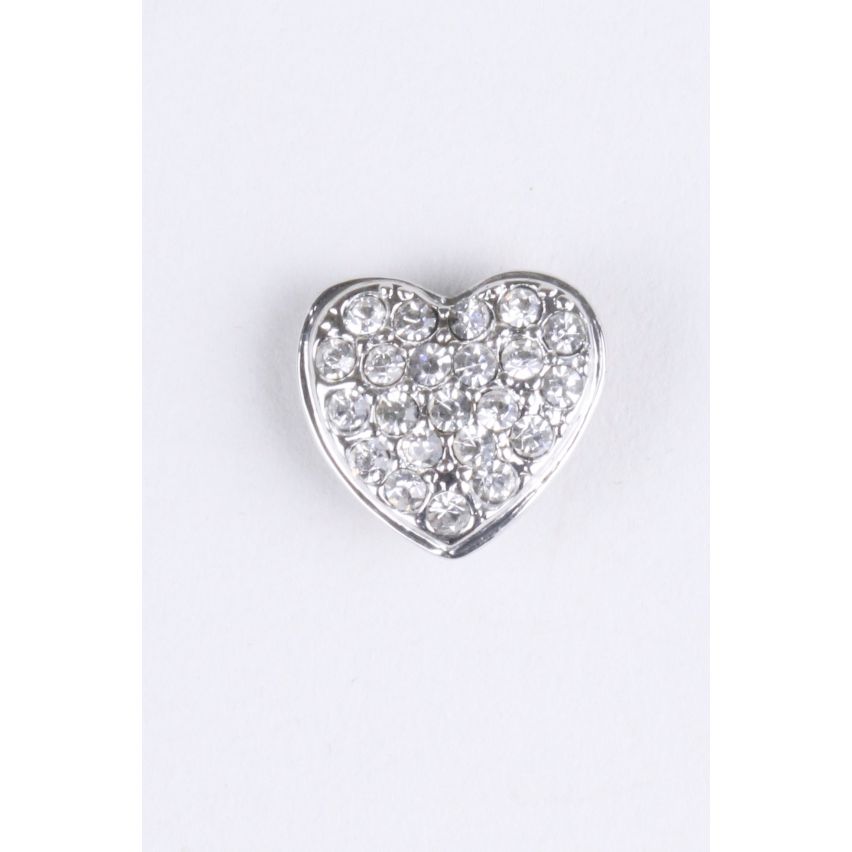 Lovemystyle Silver Heart Shaped Earrings With Diamante Detail