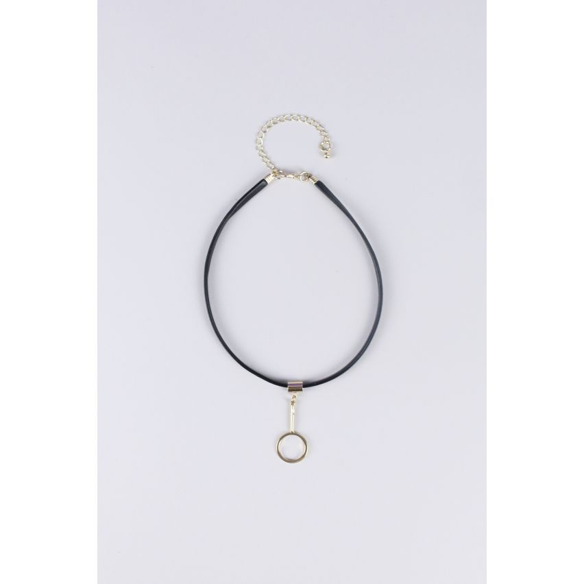 LMS en Faux cuir collier avec fermoir de la chaîne et pendentif en métal