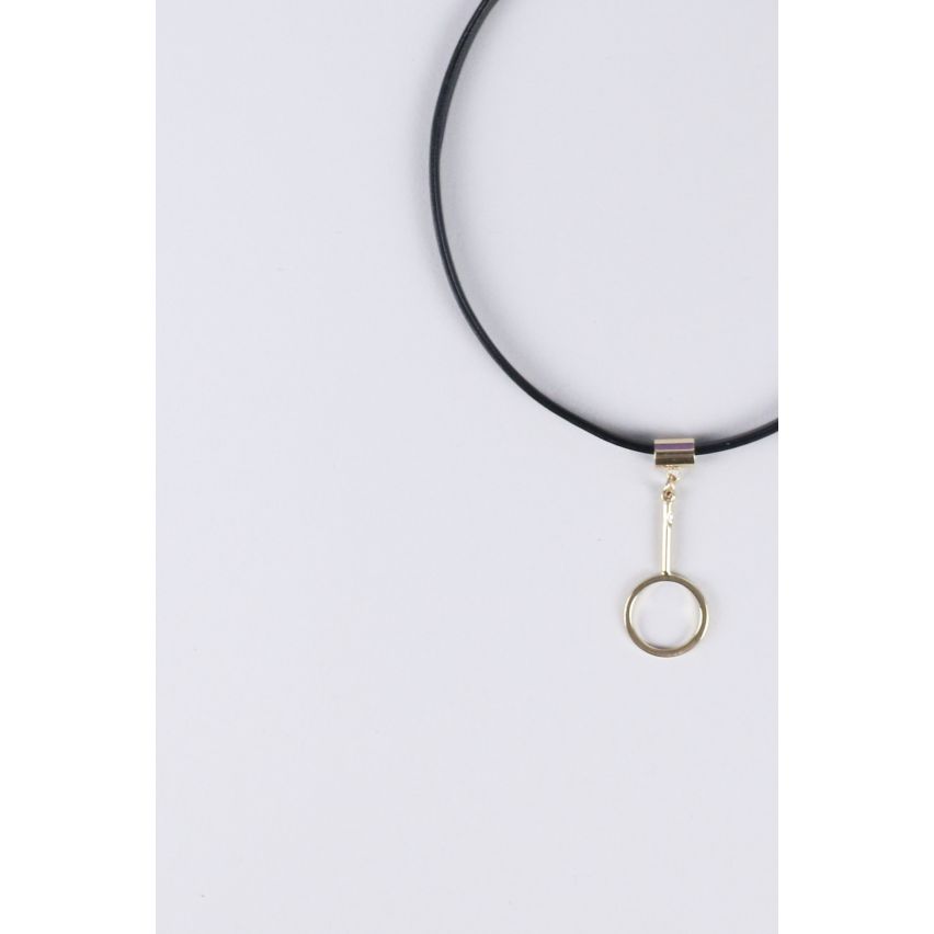 LMS en Faux cuir collier avec fermoir de la chaîne et pendentif en métal