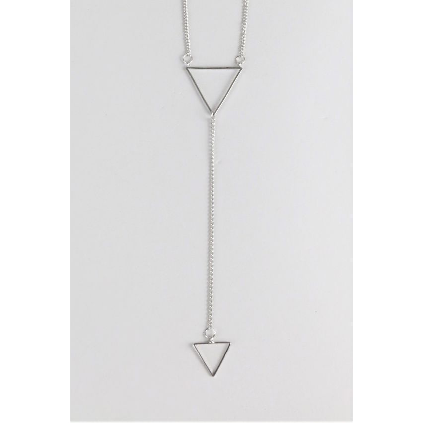 Lovemystyle Silver Choker With Chain And Triangle Pendants