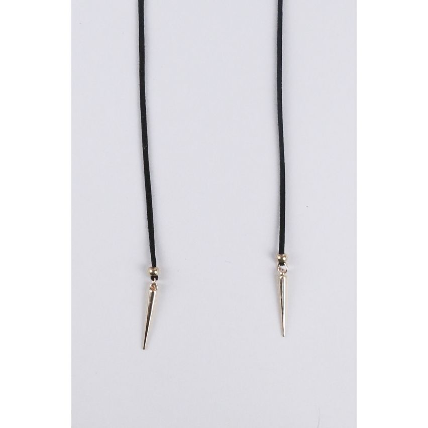 Lovemystyle Black Suede Wrap Choker With Spiked Metal Ends