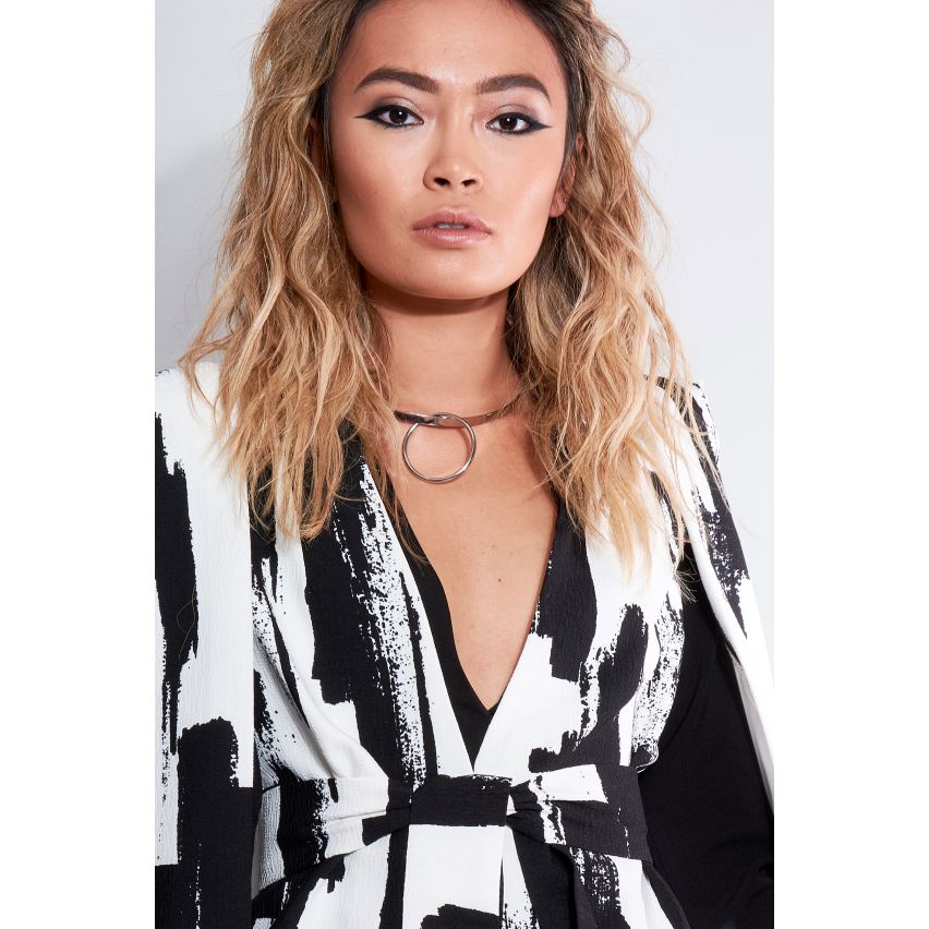 LMS zilveren metalen Choker ketting met hoepel gesp