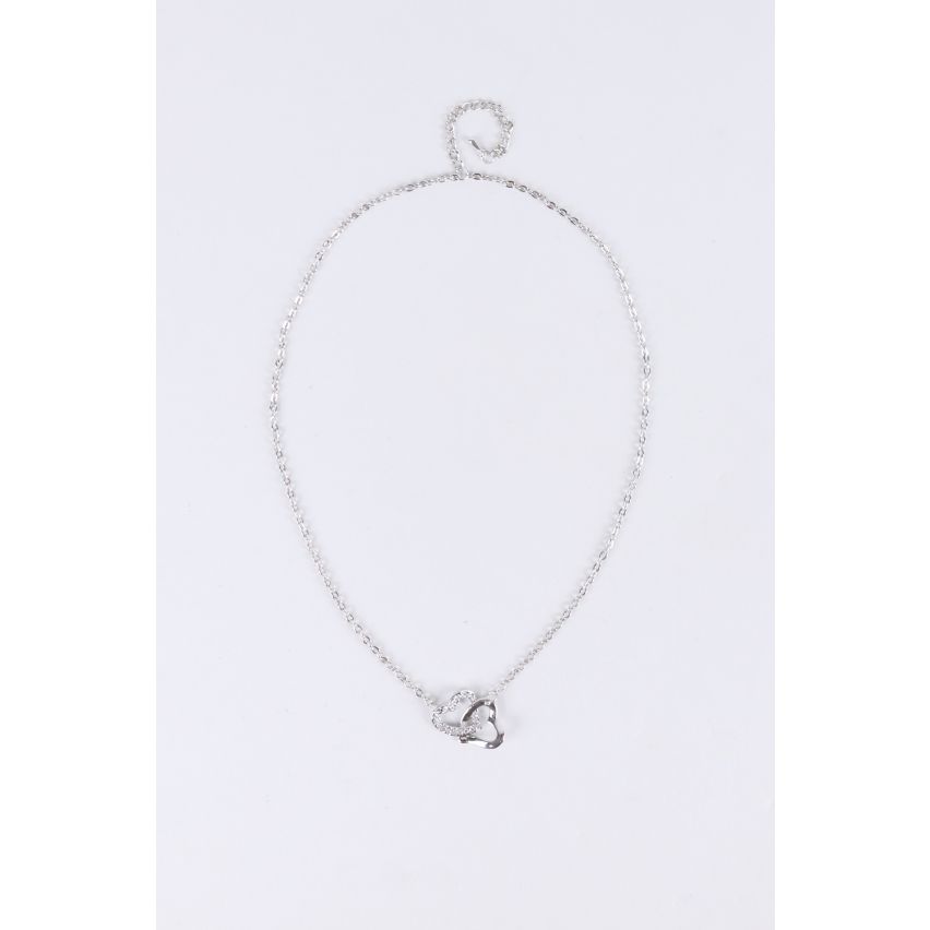 Lovemystyle zilver Collier met elkaar grijpende Heart Hangers