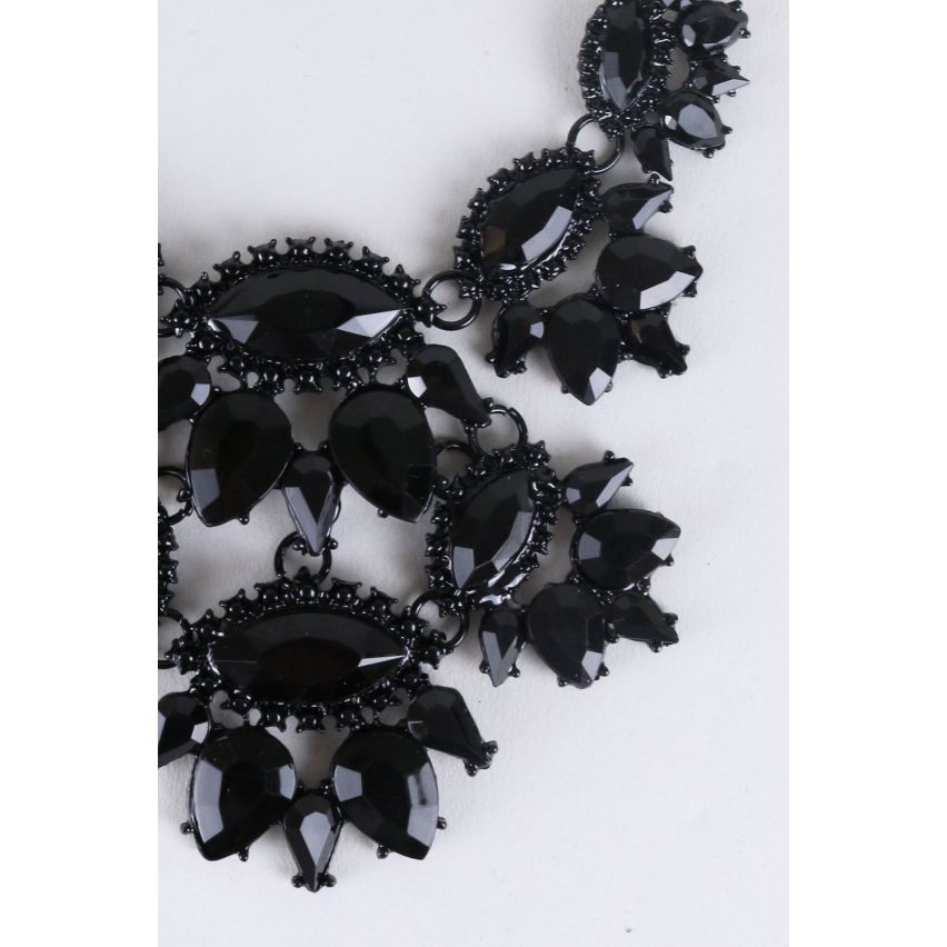 Lovemystyle noir déclaration collier de pierres précieuses à plusieurs niveaux