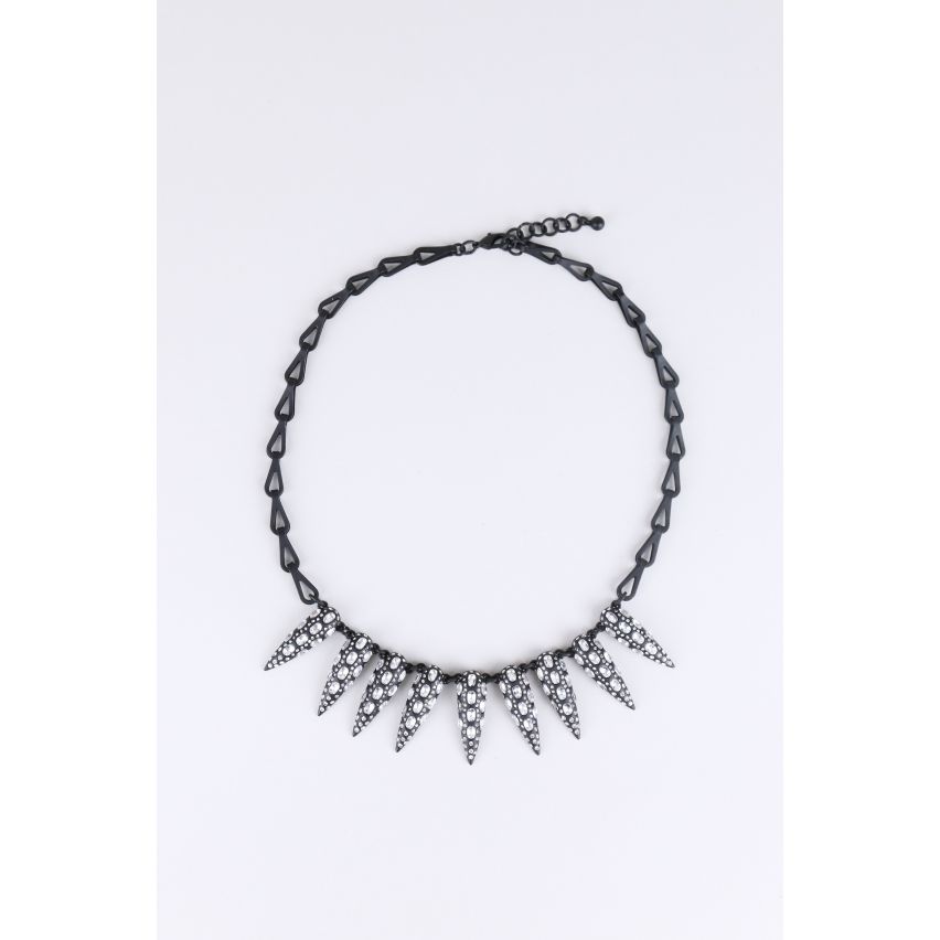 Collier Lovemystyle noir avec des pointes de Diamante