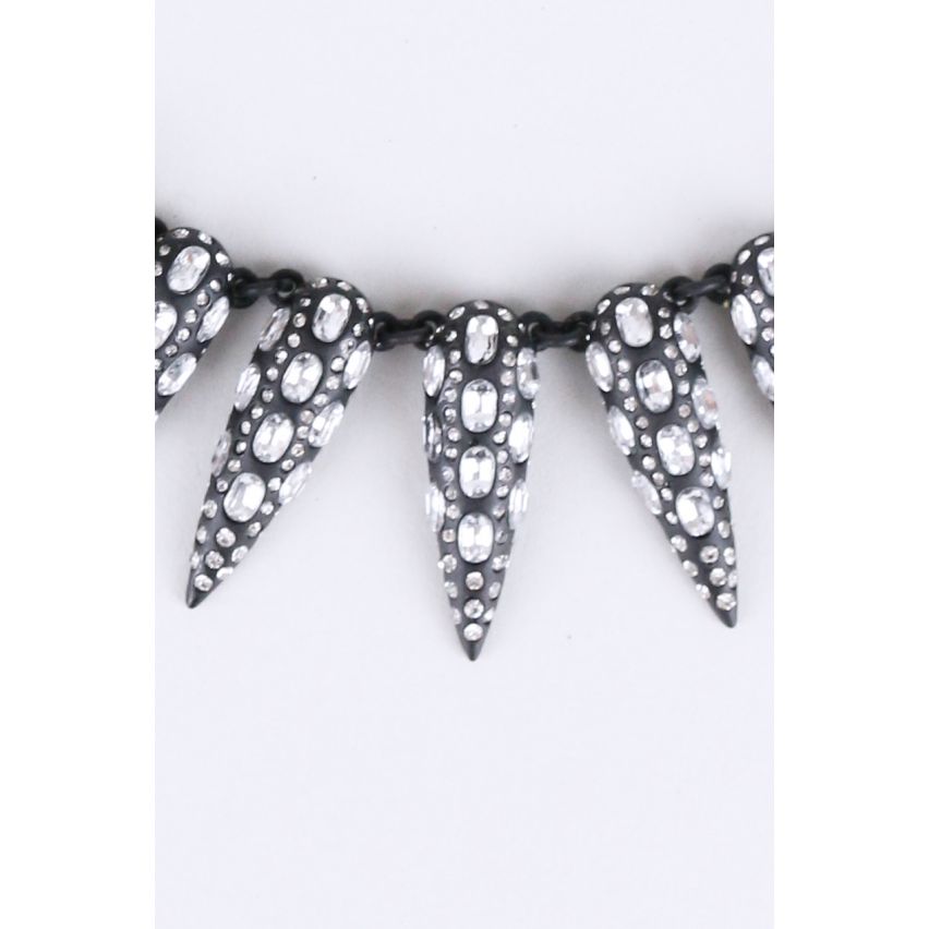 Lovemystyle Black Necklace With Diamante Spikes
