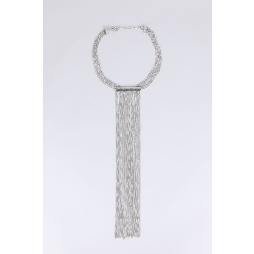 Lovemystyle Silver Necklace With Plunging Chain Tassels
