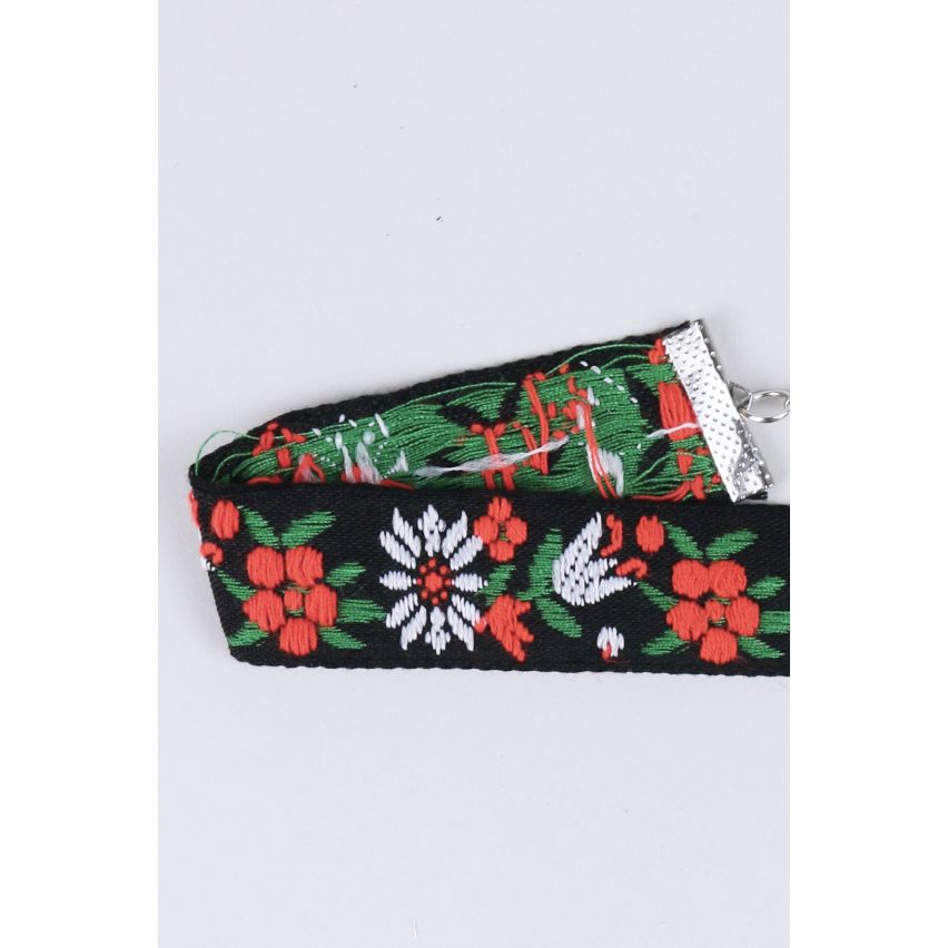 Lovemystyle Black Choker With Floral Embroidery