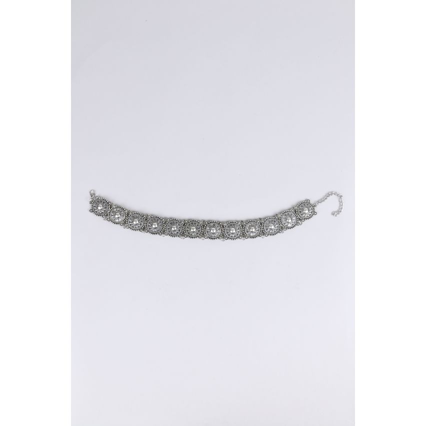 Lovemystyle dikke zilveren ronde Sun Disc Choker