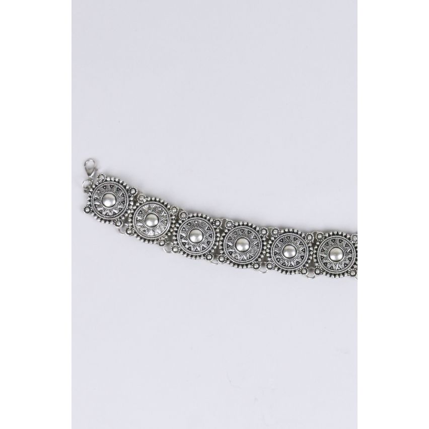 Lovemystyle dikke zilveren ronde Sun Disc Choker
