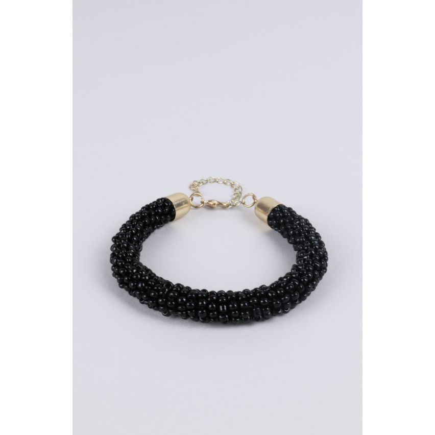 Lovemystyle noir perles Bracelet avec fermoir or