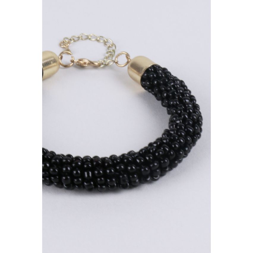 Lovemystyle noir perles Bracelet avec fermoir or
