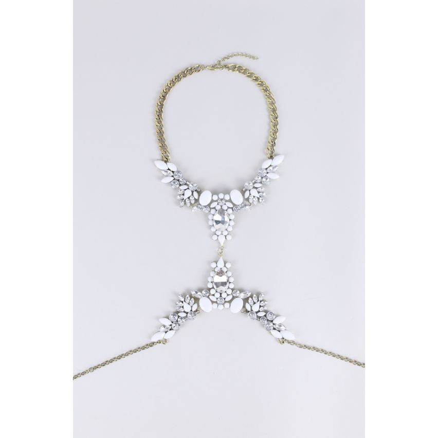 Lovemystyle verklaring lichaam ketting met Oversized witte stenen