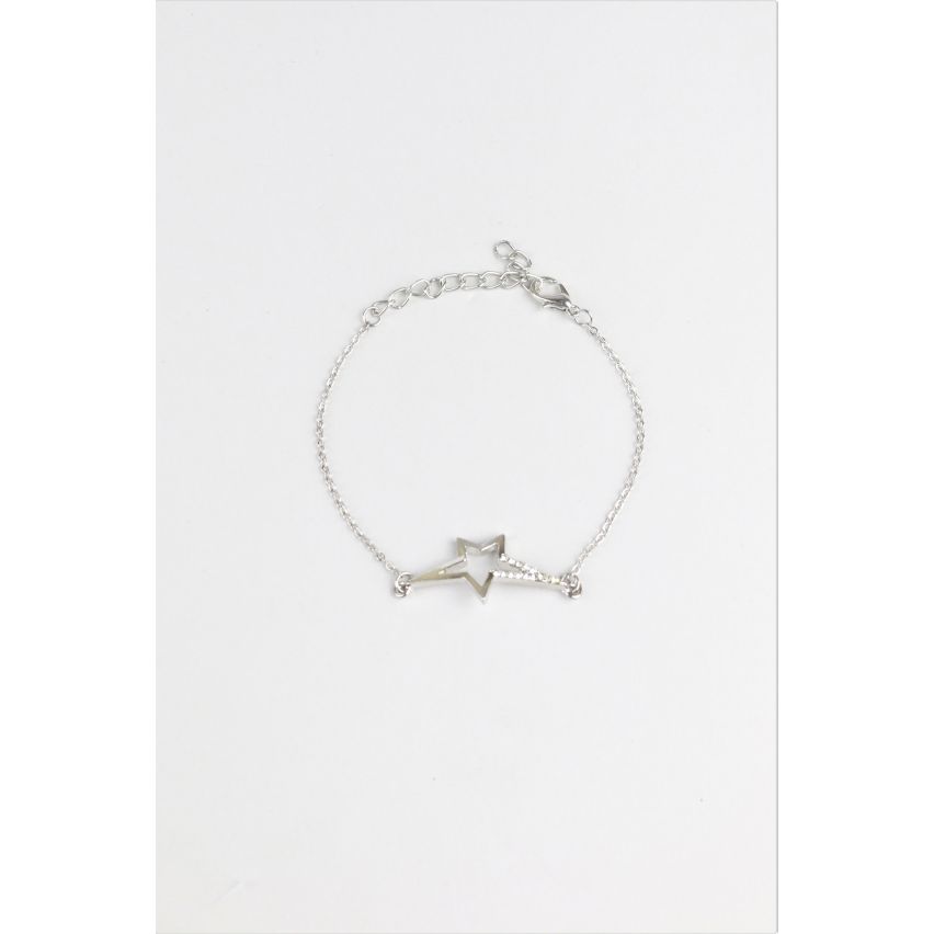 Lovemystyle Silver Bracelet With Diamante Shooting Star Detail