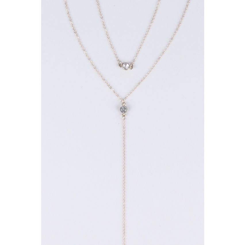 Lovemystyle Double Layer Gold Necklace With Plunge Pendant