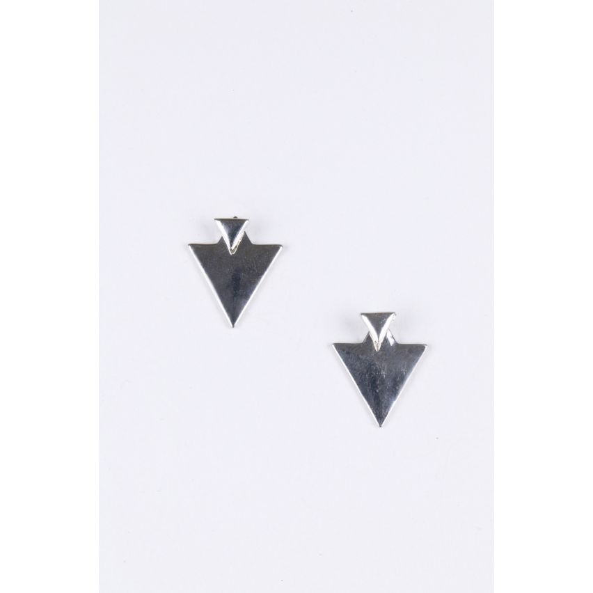 Lovemystyle Silver Double Layer Triangle Earrings