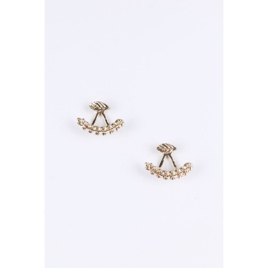 Lovemystyle Gold Leaf Stud Earrings With Larger Leaf Detail Back