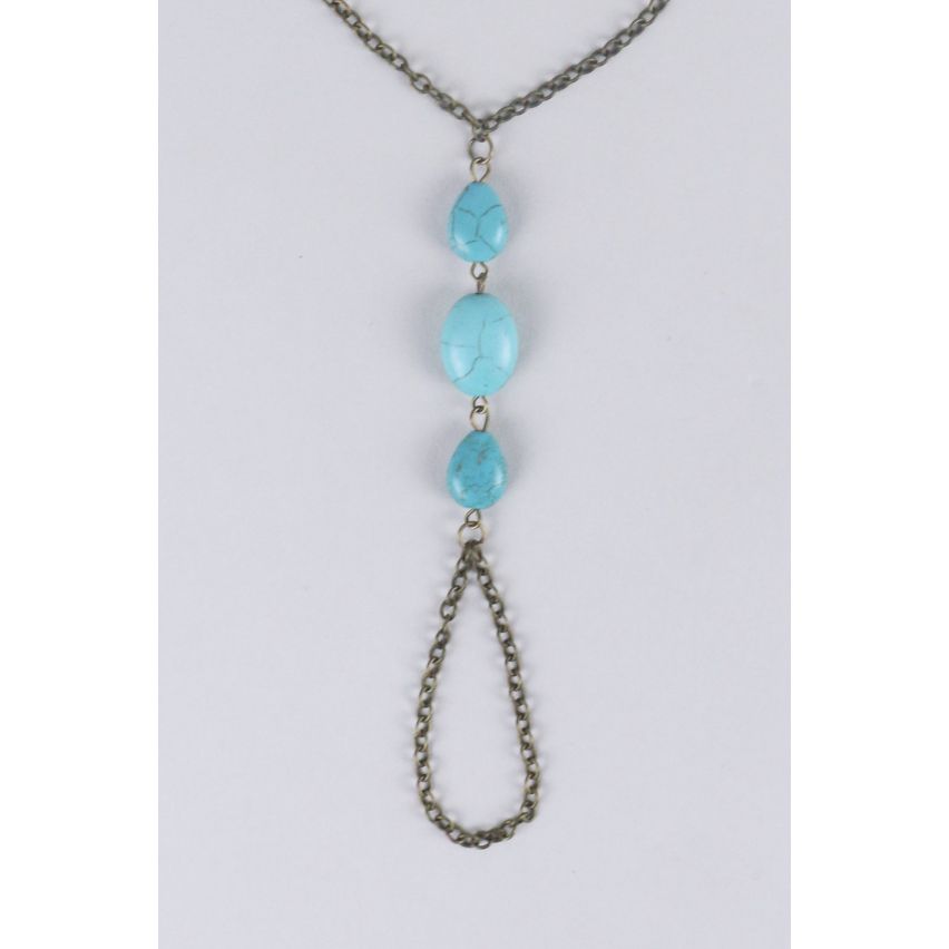 Lovemystyle Gold Chain voet harnas met Turquoise kralen