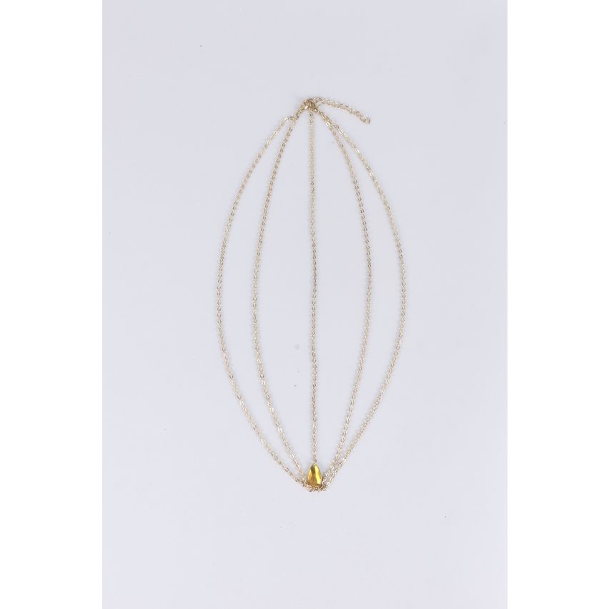 Lovemystyle Gold Double Layer Head Chain With Amber Stone