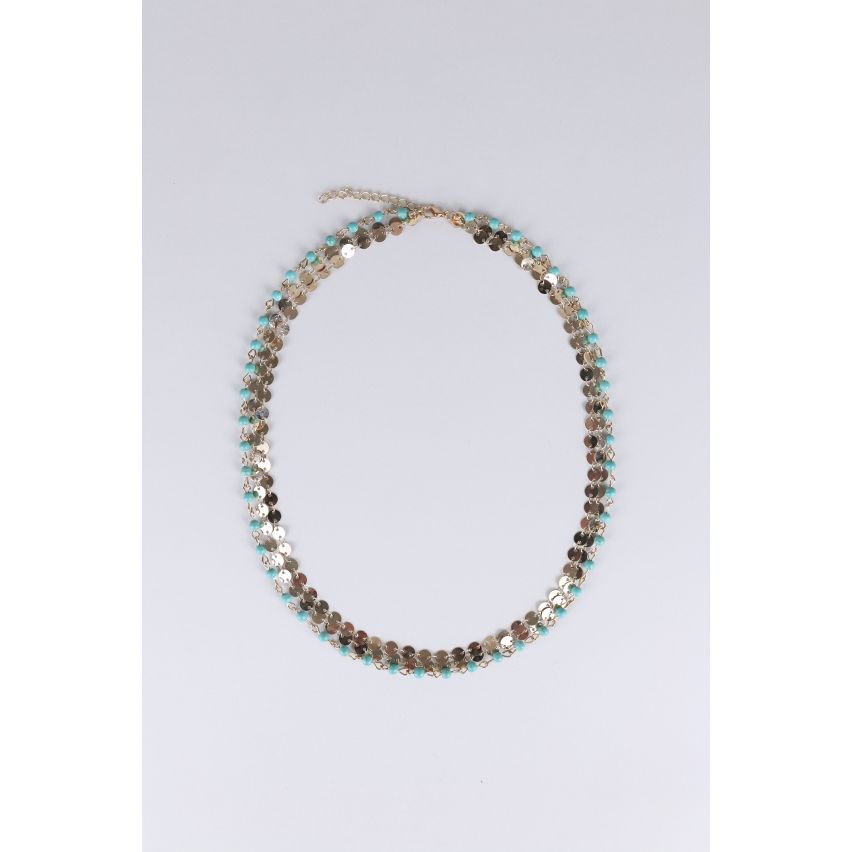 Lovemystyle Multi Layer Kopf Kette mit türkisen Perlen