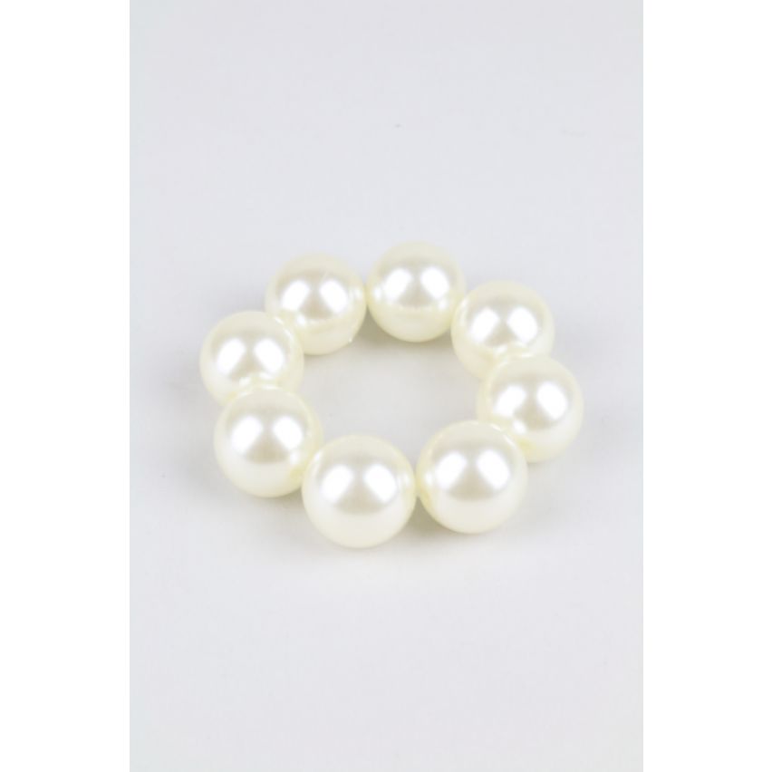 Lovemystyle White Hair Bobble With Pearl Detail