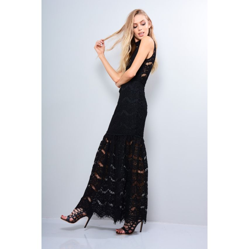 Lovemystyle wit gehaakte Maxi jurk met Choker kraag