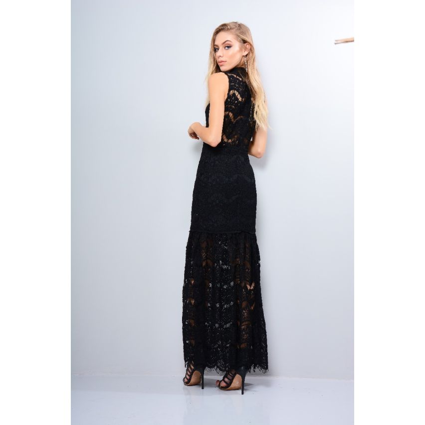 Lovemystyle wit gehaakte Maxi jurk met Choker kraag