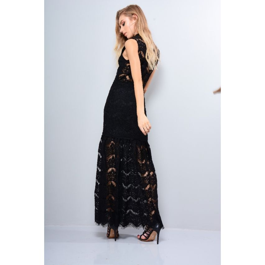 Lovemystyle wit gehaakte Maxi jurk met Choker kraag